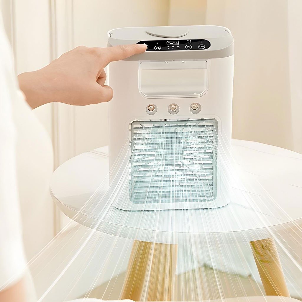 Mini Refroidisseur d’Air 3-en-1 avec USB, Humidificateur et Veilleuse LED image 0