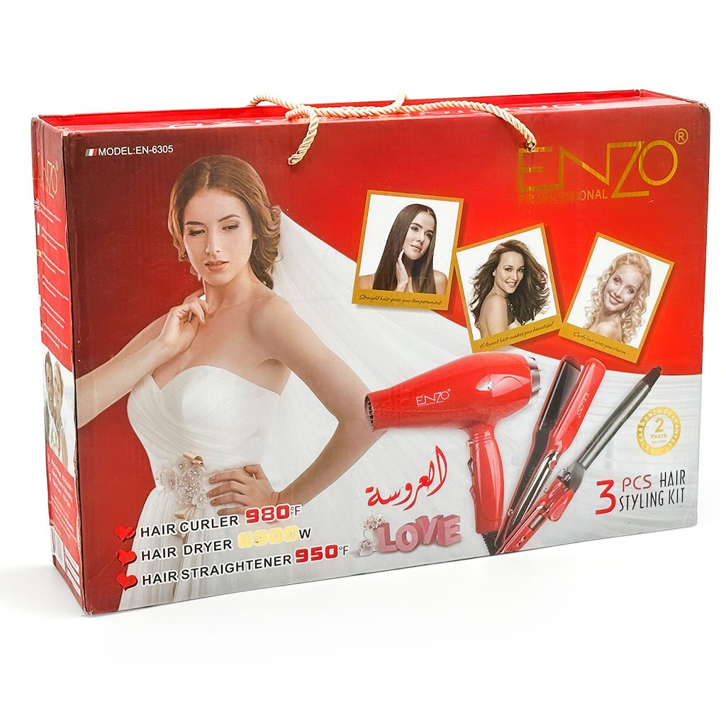 Coffret Coiffure 3 en 1 ENZO – Sèche-Cheveux, Lisseur et Boucleur Puissants طقم تصفيف الشعر 3 في 1 من ENZO – مجفف، مملس ومكواة تجعيد قوية image 0