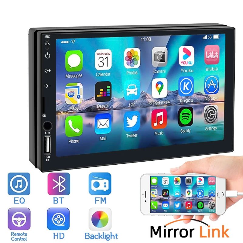 Autoradio Écran 7 Pouces Tactile – Modèle G-1001 avec Entrée AUX et Prise Mirror Link image 0