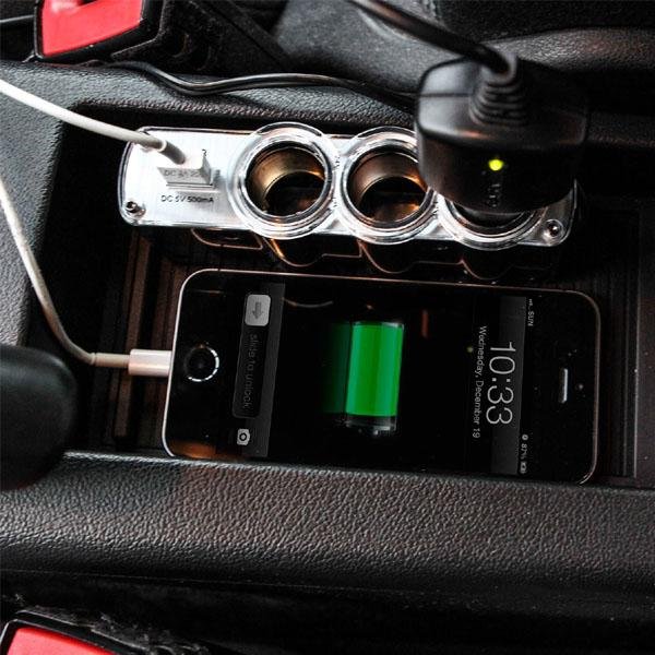 Chargeur Allume-Cigare Voiture 3 Prises avec Port USB – WF-0096 image 3