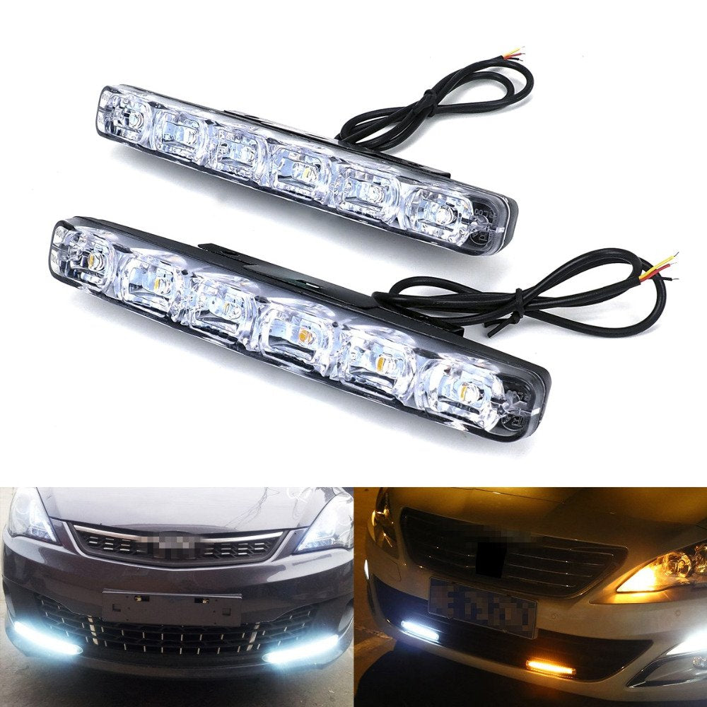 Feux de jour anti-brouillard Haute Puissance pour Voiture – 6 LED Blanches 6000K image 0