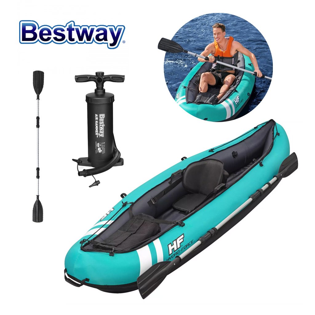 Hydro-Force Kayak Ventura Gonflable avec Siège, Pompe et Rame – 130 kg Bestway 65118 – قارب كاياك قابل للنفخ مع مجداف ومقعد image 4