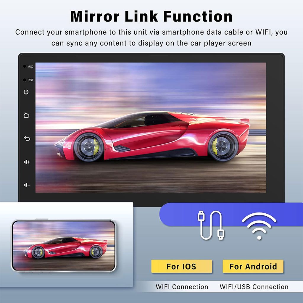 Autoradio Tactile 2 Din 7" avec Bluetooth, Caméra de Recul et Mirror Link image 2