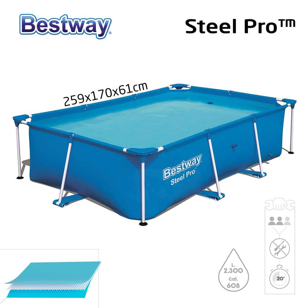 Piscine Tubulaire Steel Pro 259 x 170 x 61 cm Bestway – مسبح عائلي بإطار معدني قوي image 0