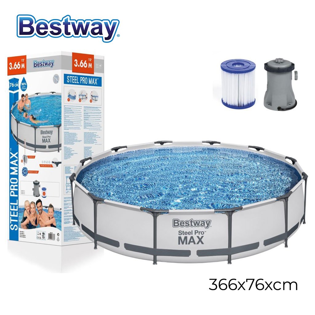 Piscine Tubulaire Familiale Bestway Steel Pro 366 x 76 cm avec Pompe – مسبح ستيل برو عائلي مع مضخة image 0