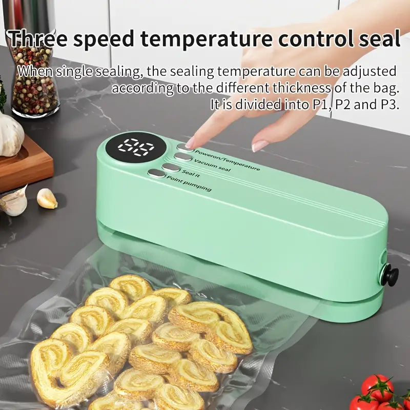 Mini scelleuse sous vide et Extracteur d’air portable 60 kPa avec 3 niveaux de température image 1