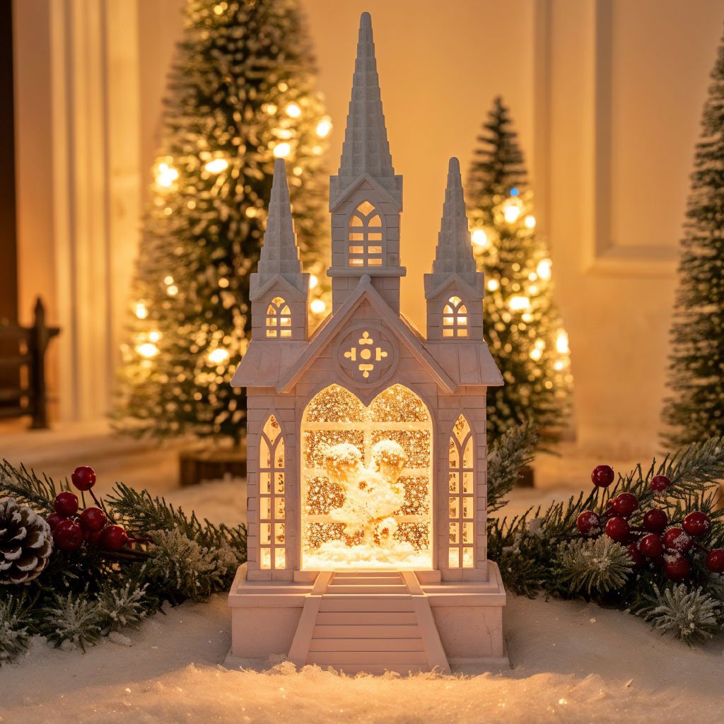 Château à neige lumineux – Décoration Élégante et Ambiance Magique image 1