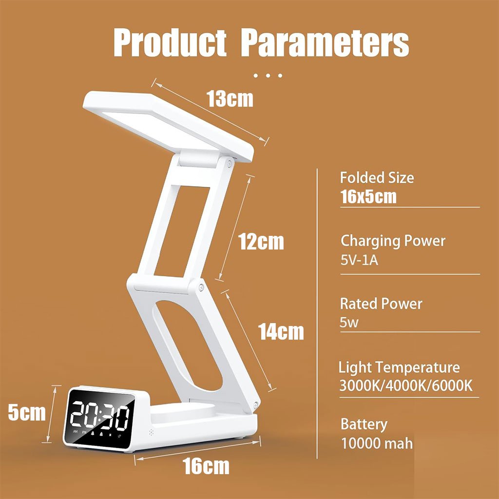 Lampe de bureau rechargeable sans fil avec réveil LED et power bank 10 000 mAh image 11
