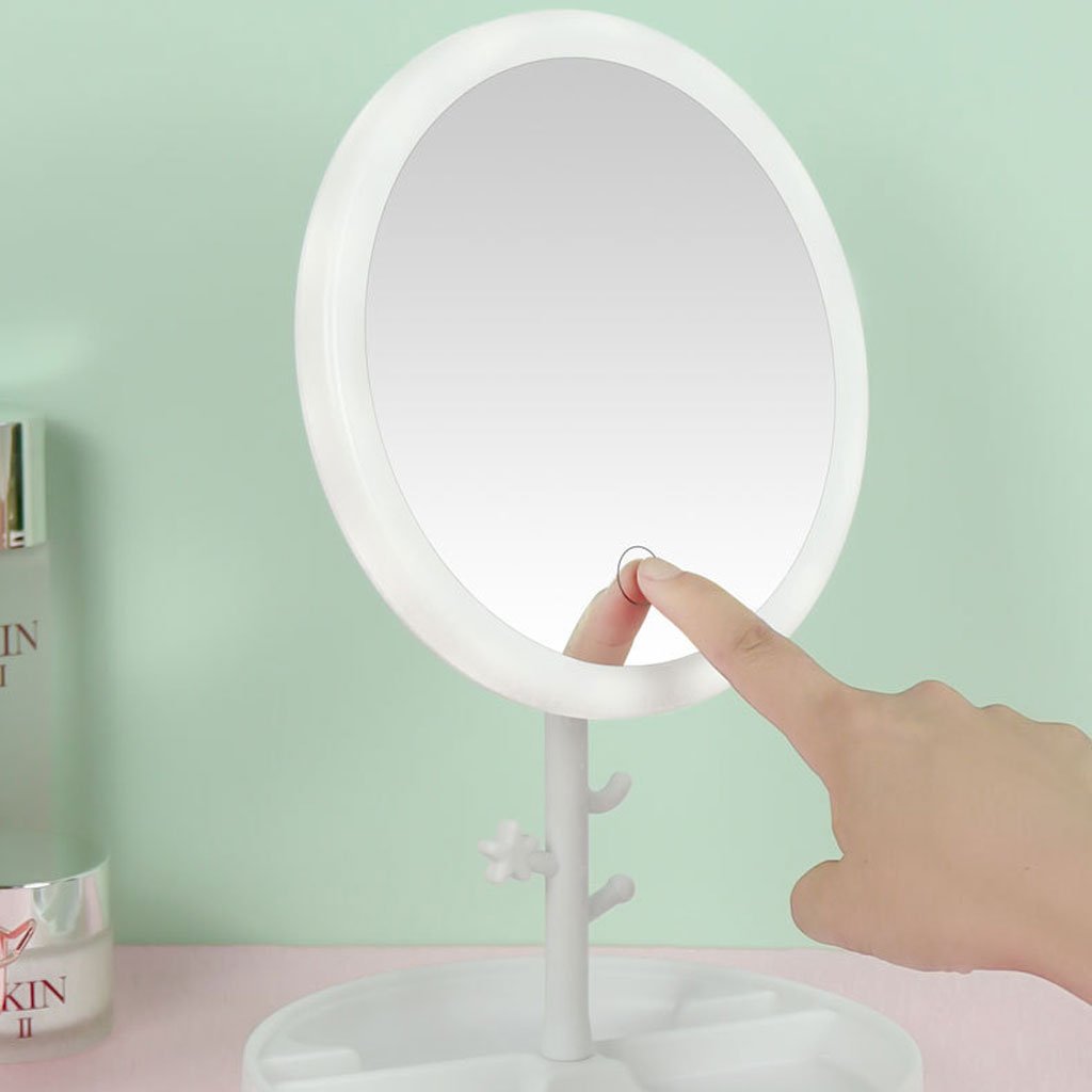 Miroir LED de Maquillage Cœur avec Plateau & Rotation 180° – Rechargeable USB image 2