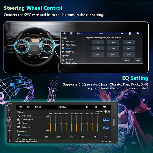 Autoradio 1-DIN Écran 6.9" : CarPlay & Android Auto Sans Fil