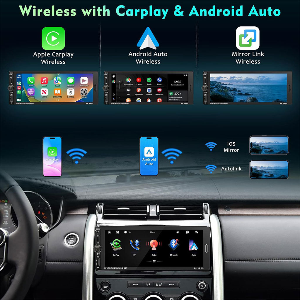 Autoradio 1-DIN Écran 6.9" : CarPlay & Android Auto Sans Fil