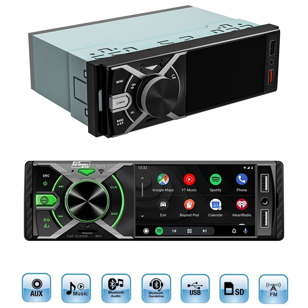 Autoradio 1DIN 4.3” Bluetooth RGB USB Caméra Recul