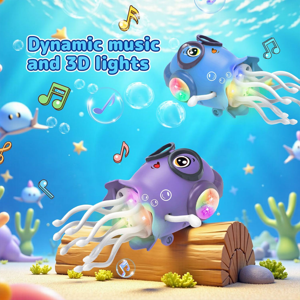 Jouet Méduse Lumineuse Musicale 360° Interactive Enfant