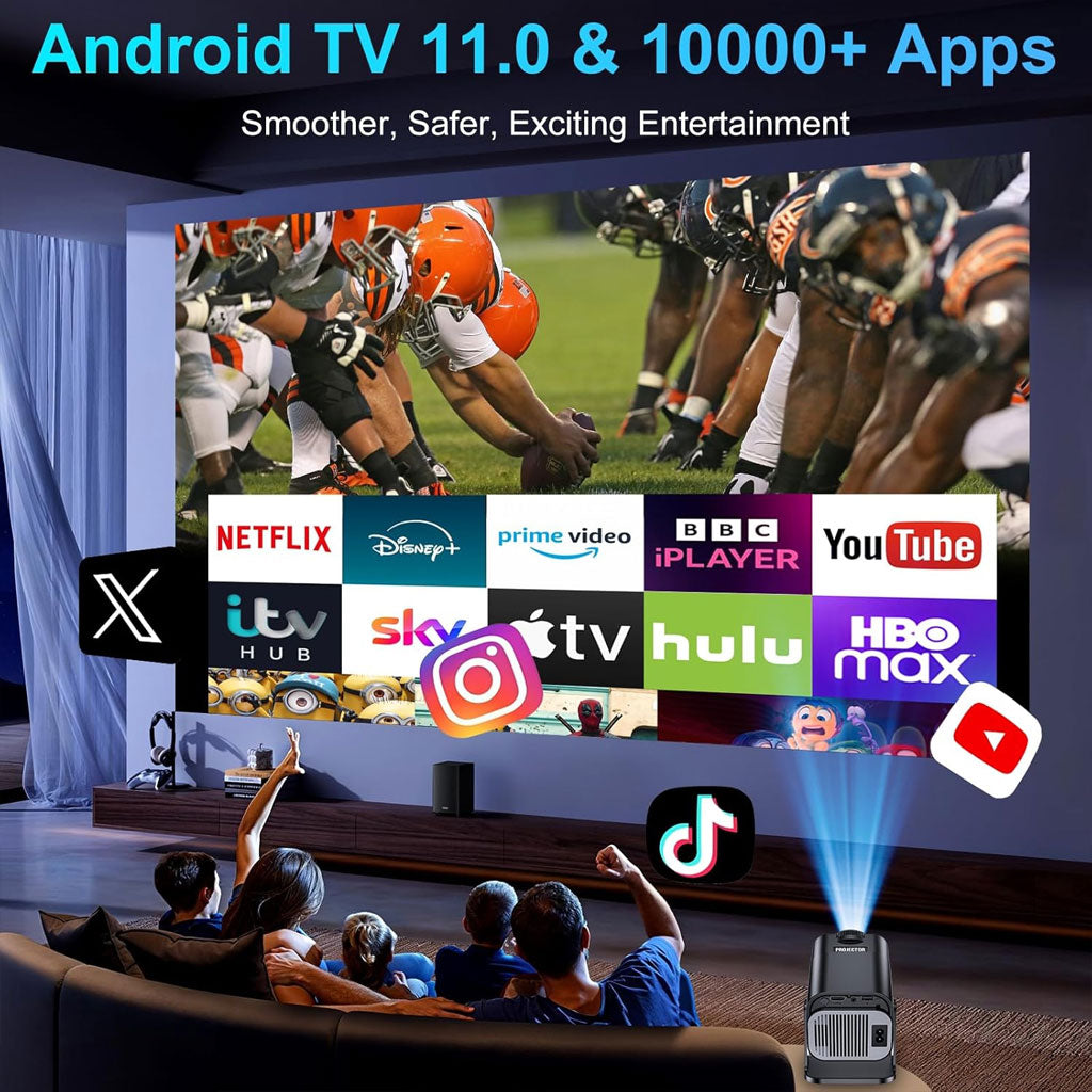 Mini Projecteur Full HD 1080p Android 11 avec WiFi 6 et Bluetooth 5.0