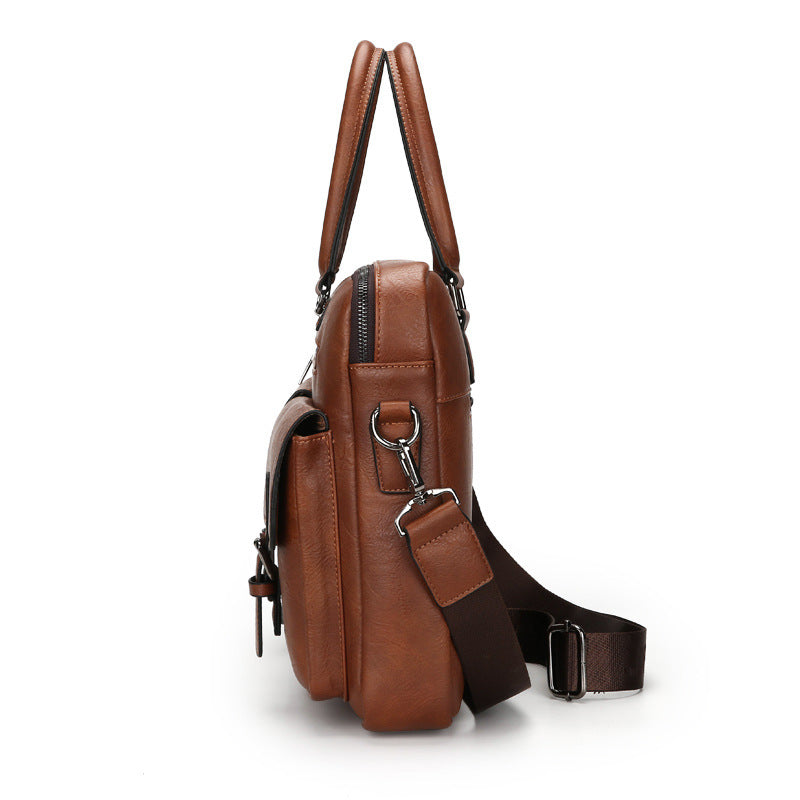 Sacoche de Travail Jeep en Cuir Premium Marron pour Ordinateur Portable 15.6 Pouces