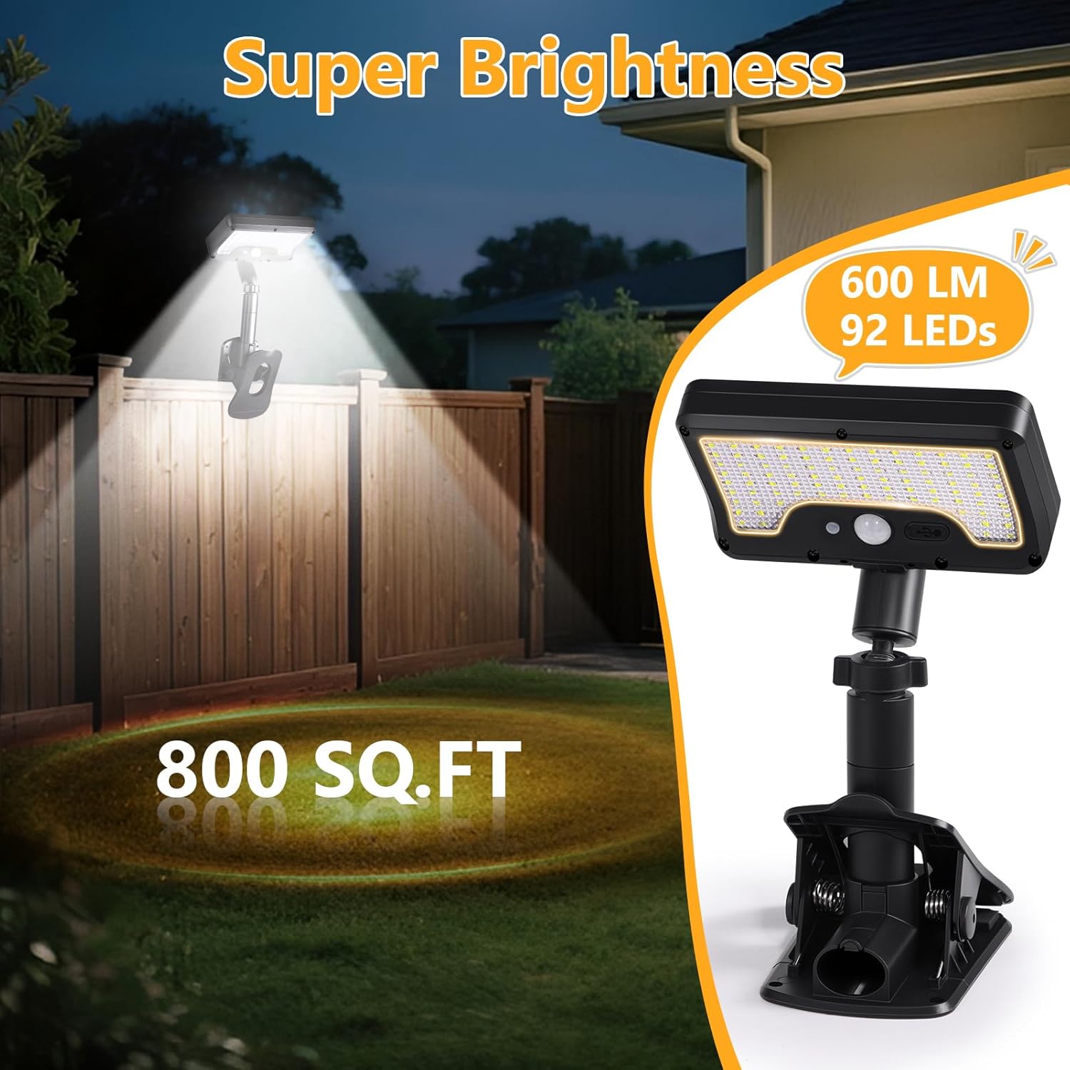 Projecteur Solaire Hybride 92 LED : Éclairage Puissant et Sécurité Intégrale