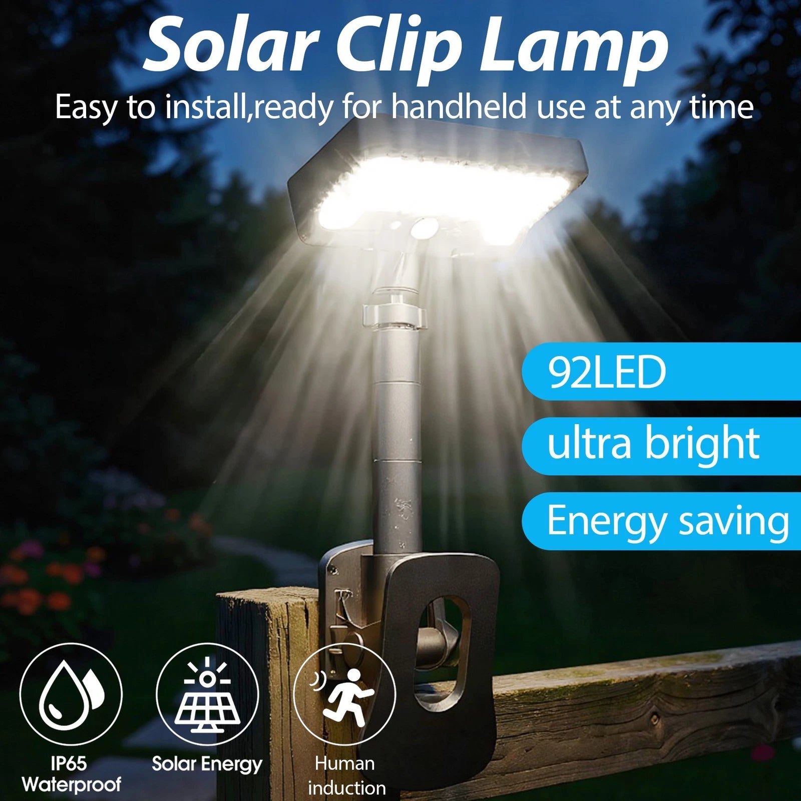 Projecteur Solaire Hybride 92 LED : Éclairage Puissant et Sécurité Intégrale