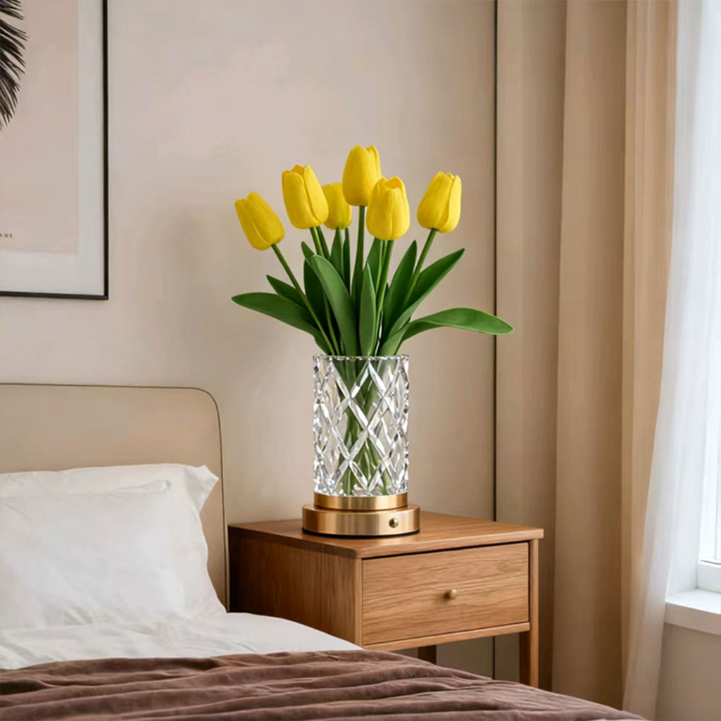 Vase Lumineux Cristal RGB Tactile Rechargeable Élégant