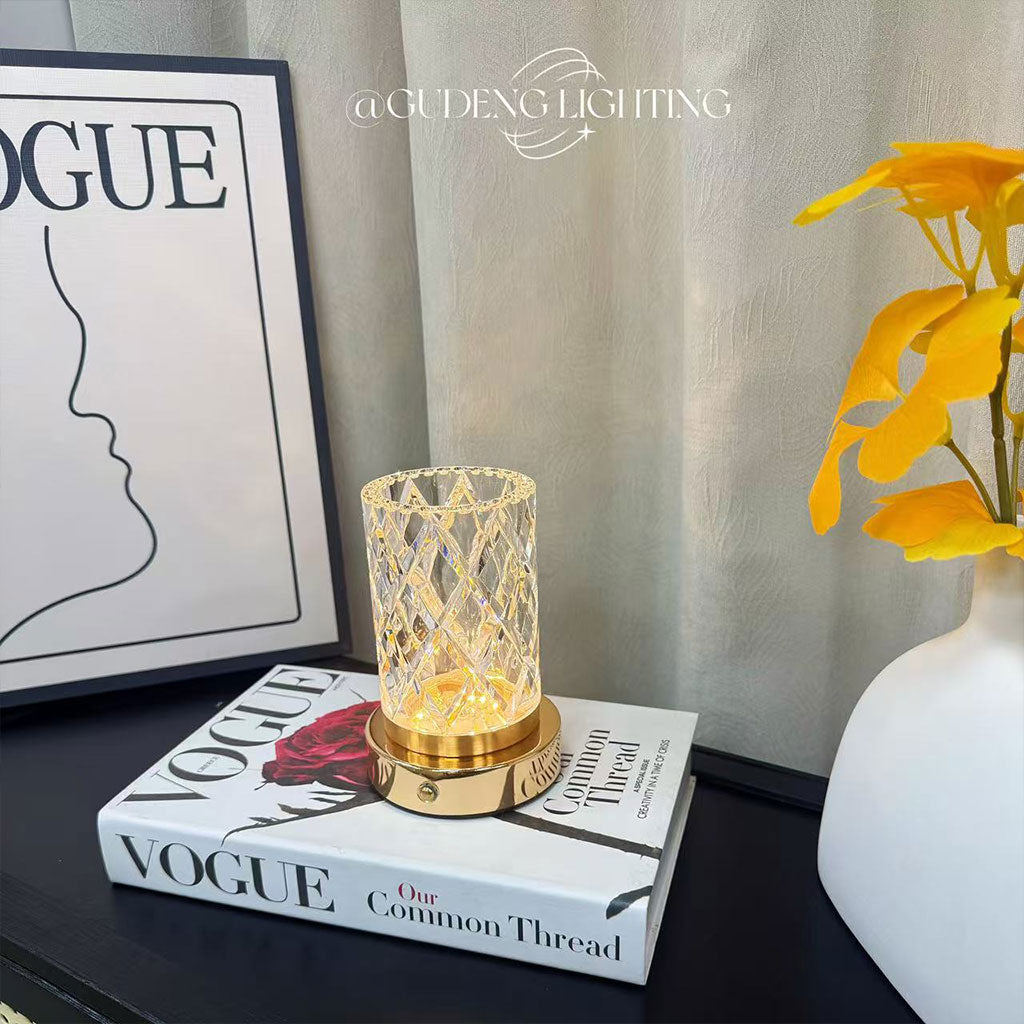 Vase Lumineux Cristal RGB Tactile Rechargeable Élégant