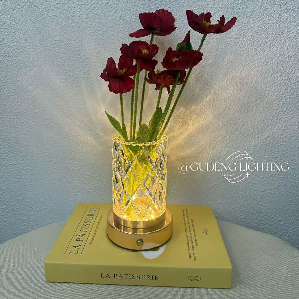 Vase Lumineux Cristal RGB Tactile Rechargeable Élégant