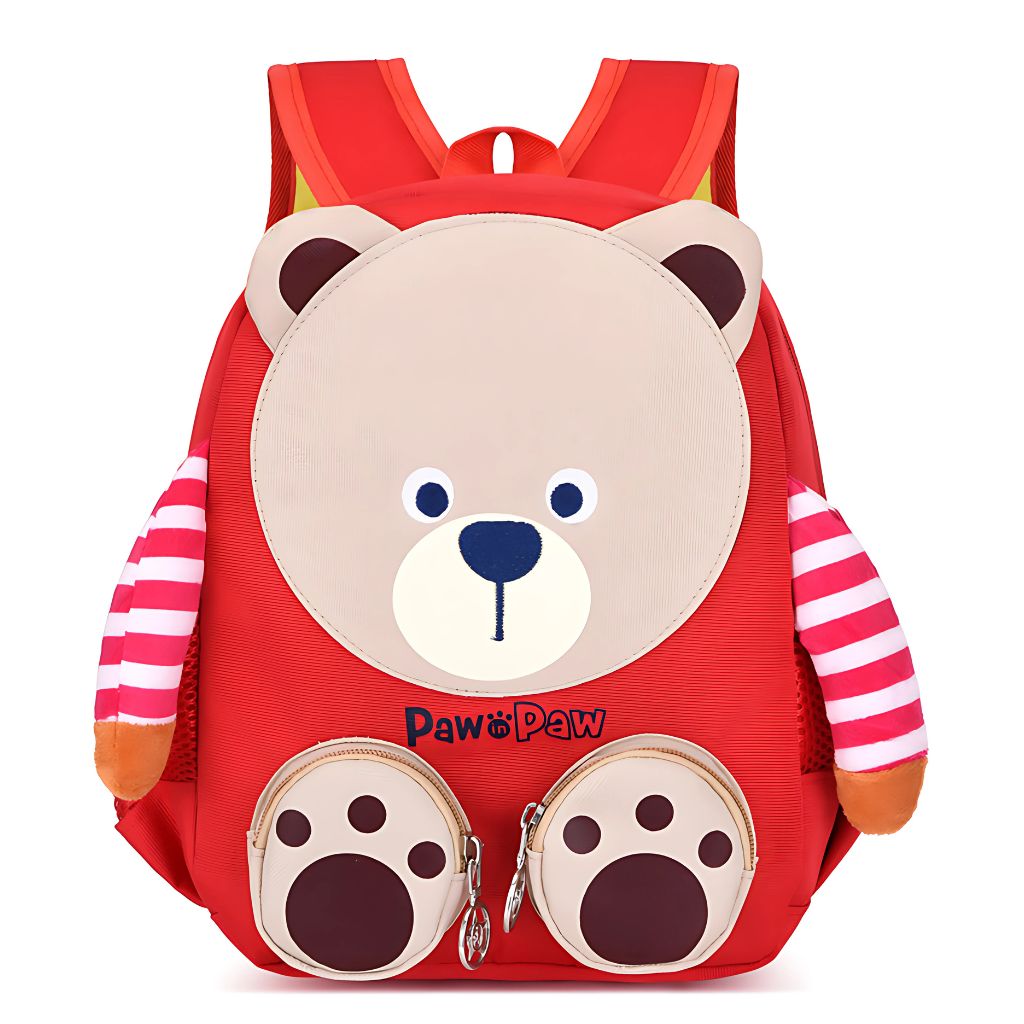 Sac à Dos "PAW PAW" Ours Adorable Rouge : Le Compagnon Idéal pour les Petites Aventures