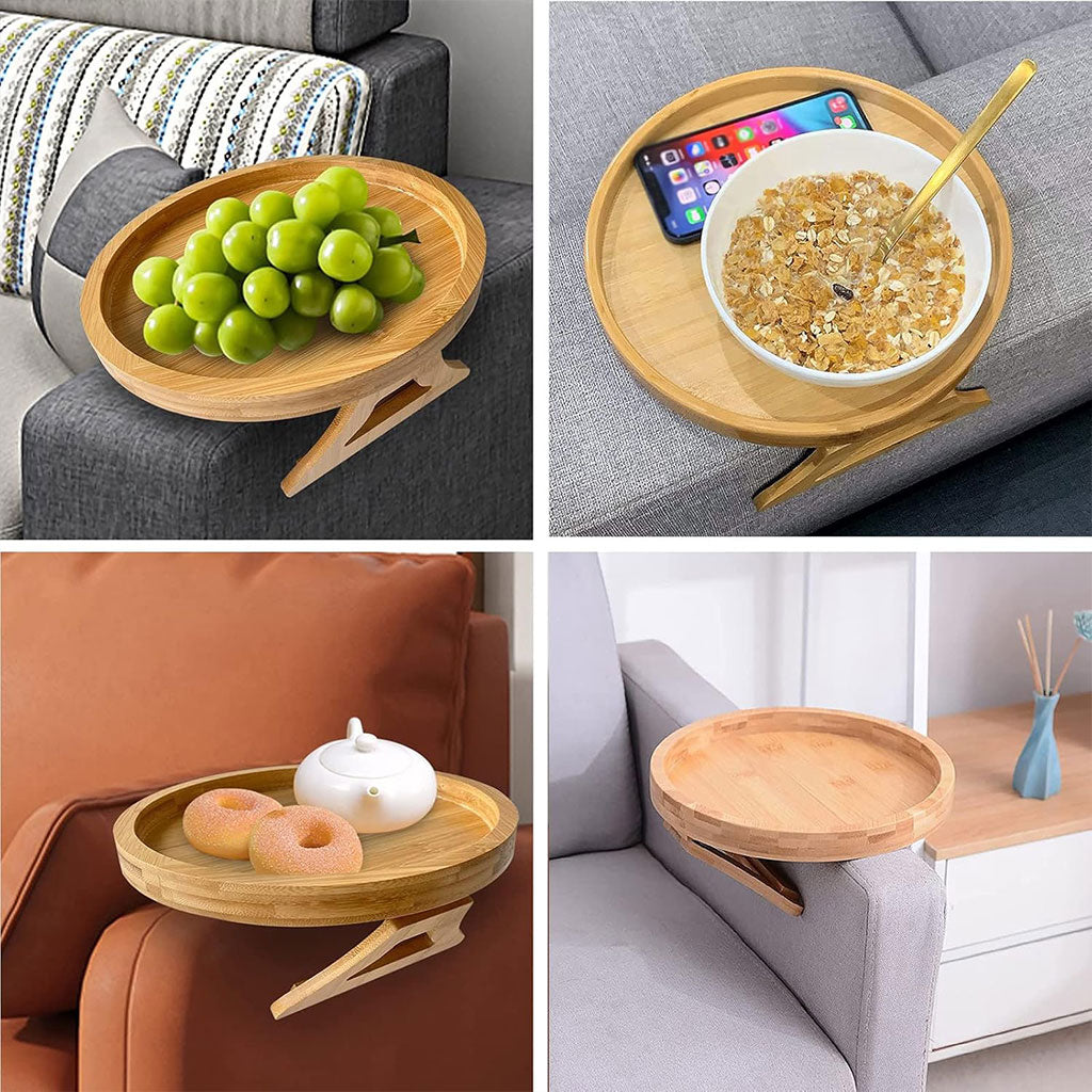Plateau Accoudoir Canapé Pliable en Bois Naturel