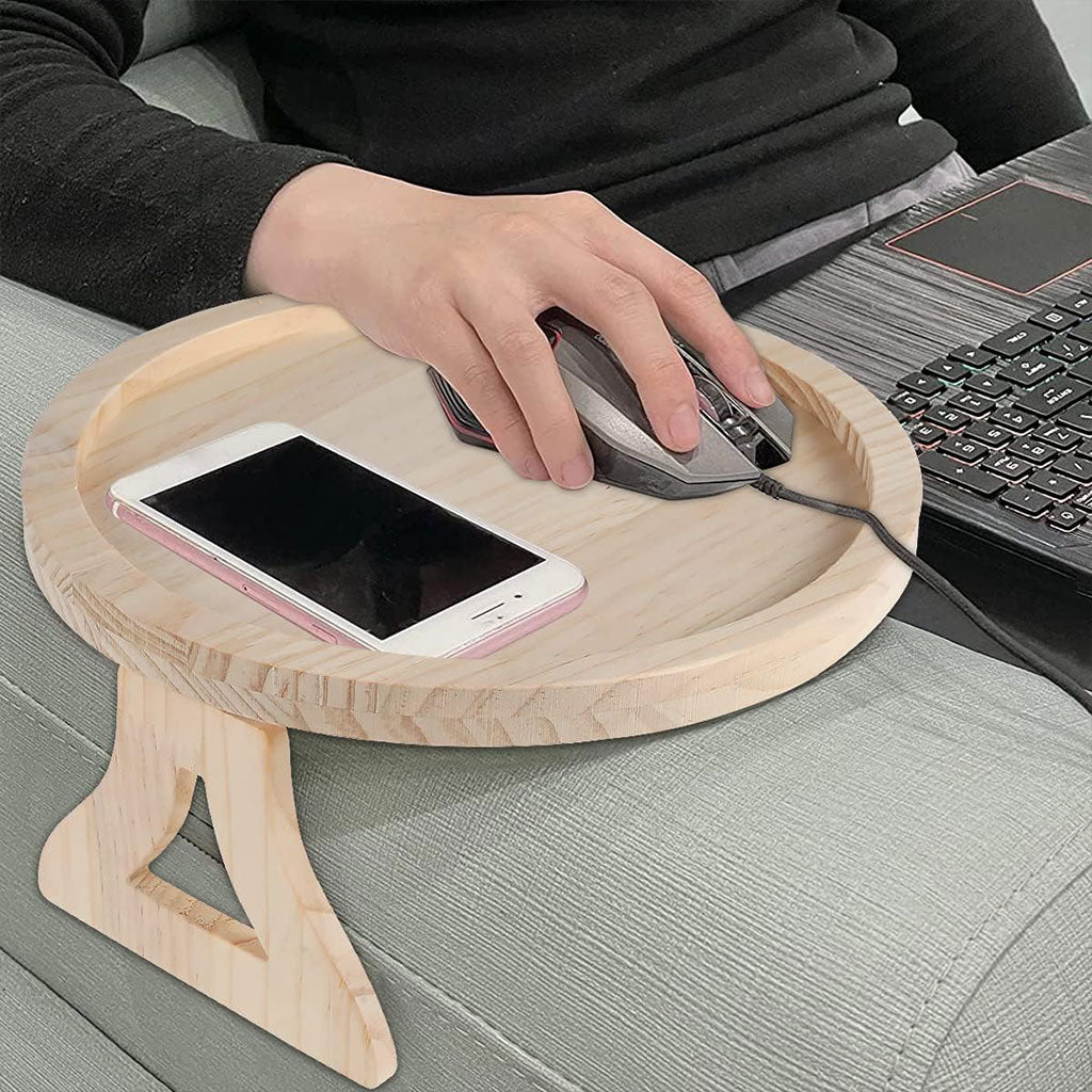 Plateau Accoudoir Canapé Pliable en Bois Naturel