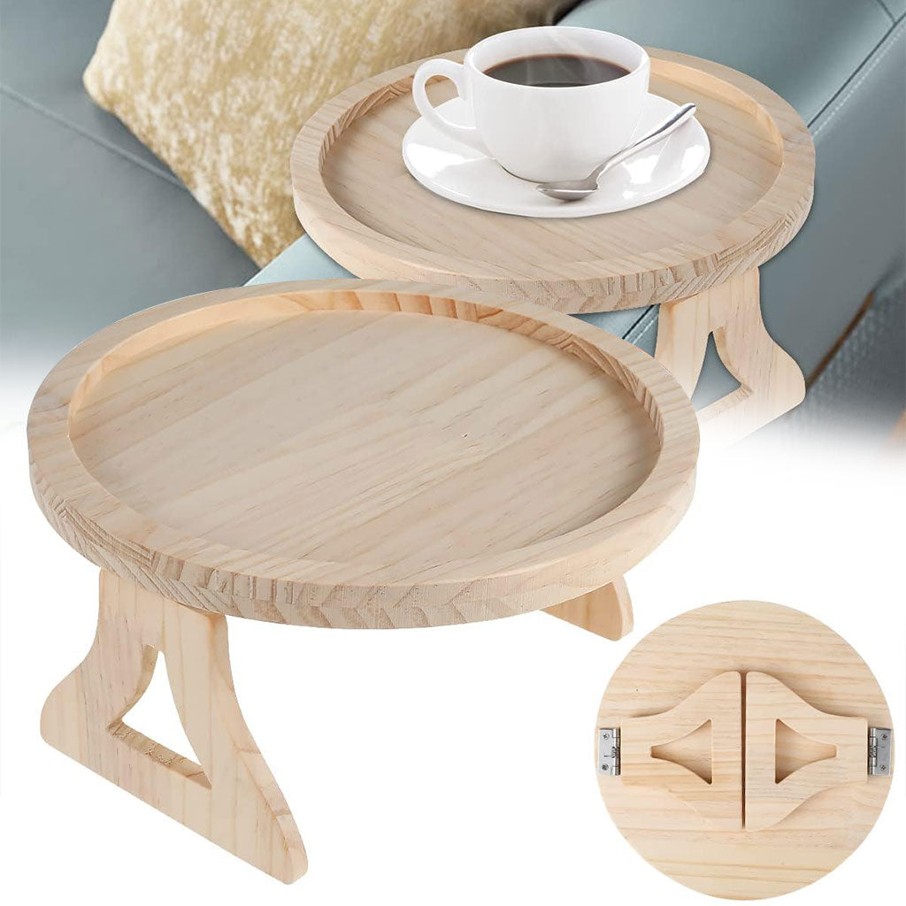Plateau Accoudoir Canapé Pliable en Bois Naturel