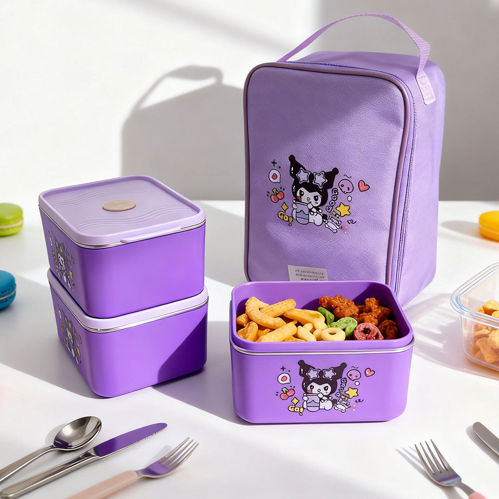 Set Boîte à Déjeuner Kawaii avec Sac Isotherme : Praticité et Fantaisie pour Vos Repas