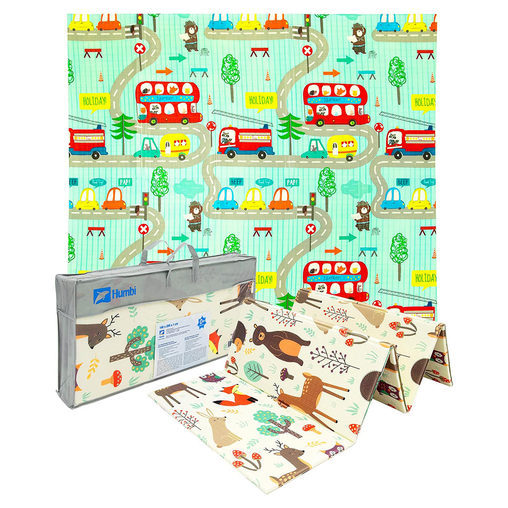 Tapis de Jeu Éducatif Pliable Humbi pour Bébé XPE Imperméable Double Face
