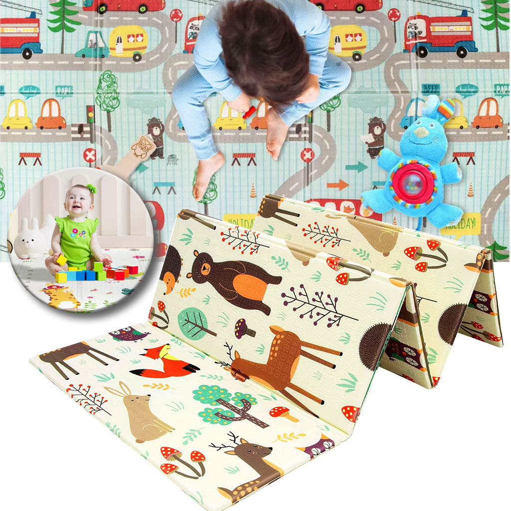 Tapis de Jeu Éducatif Pliable Humbi pour Bébé XPE Imperméable Double Face