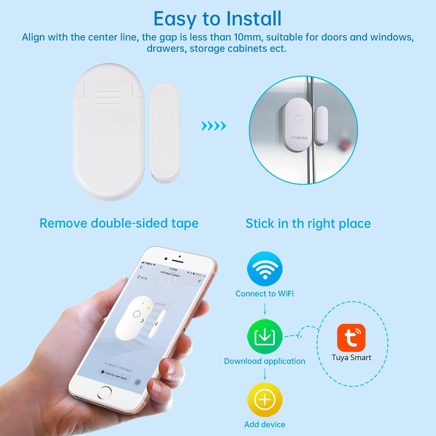 Capteur d'Ouverture WiFi TUYA : Sécurité Intelligente et Alertes Instantanées