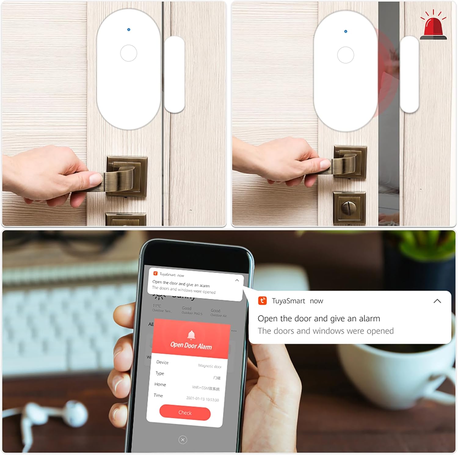 Capteur d'Ouverture WiFi TUYA : Sécurité Intelligente et Alertes Instantanées