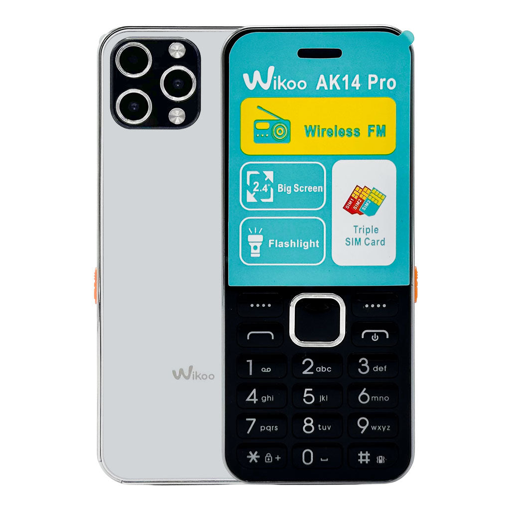 Téléphone Portable Wiko AK14 Pro 3 SIM Batterie 1800mAh avec Écran 2.4" et Lampe LED